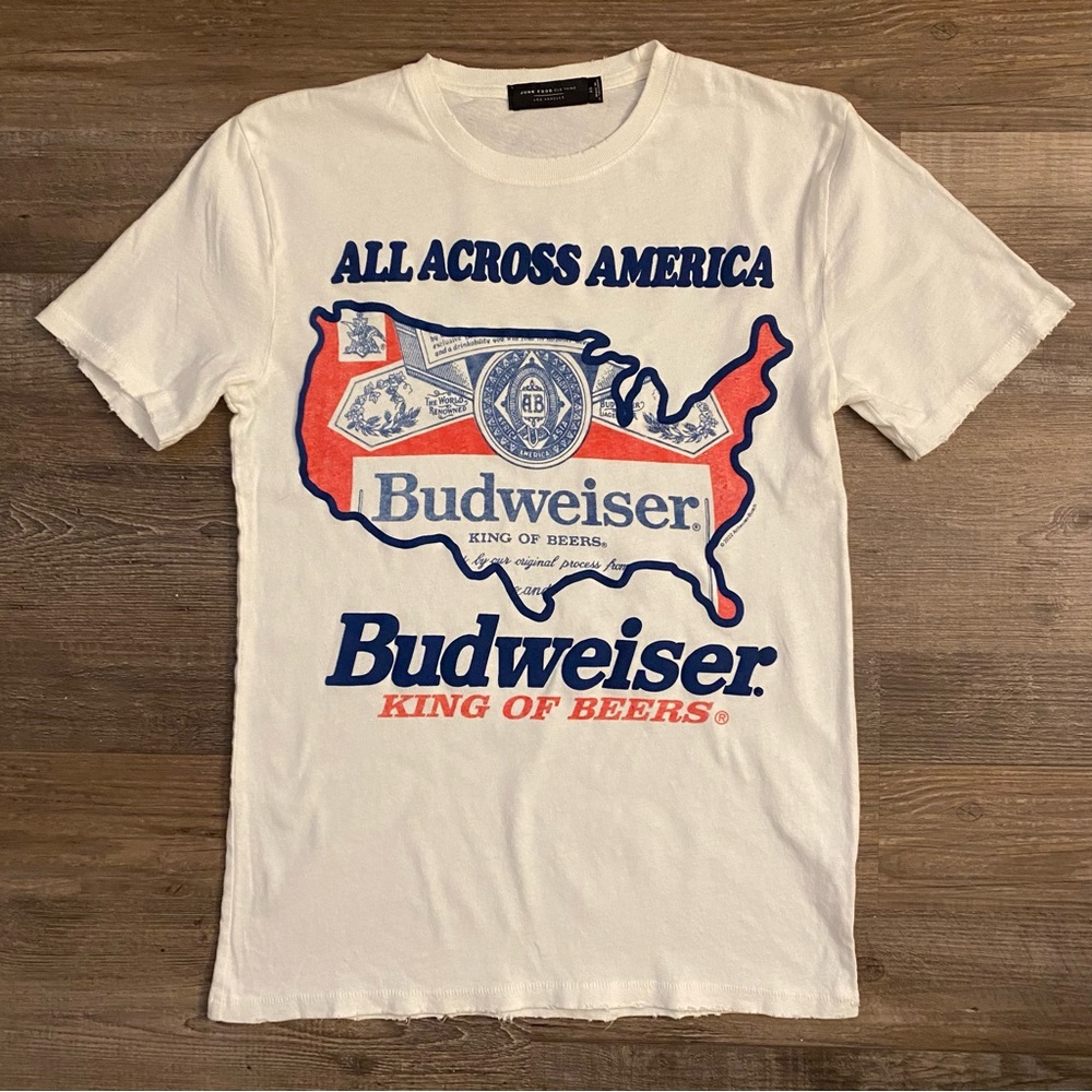 Junk Food Budweiser T-Shirt • NEW • XS (extra small) White Cotton Vintage VTG